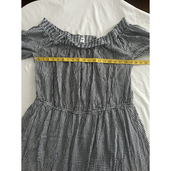 Old Navy Gingham Plaid Off Shoulder Midi Peasant Dress Womens Size XXL Black - Picture 5 of 8